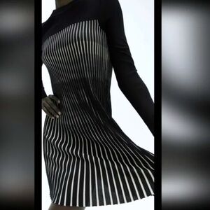 Zara Elegant Black and White Striped Dress